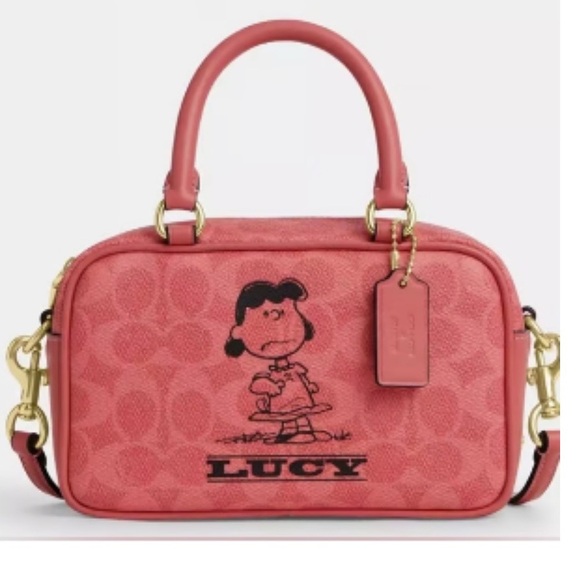 Coach Handbags - Coach X Peanuts Coral Lucy Satchel Bag  CBJ62 Crossbody Signature Canvas